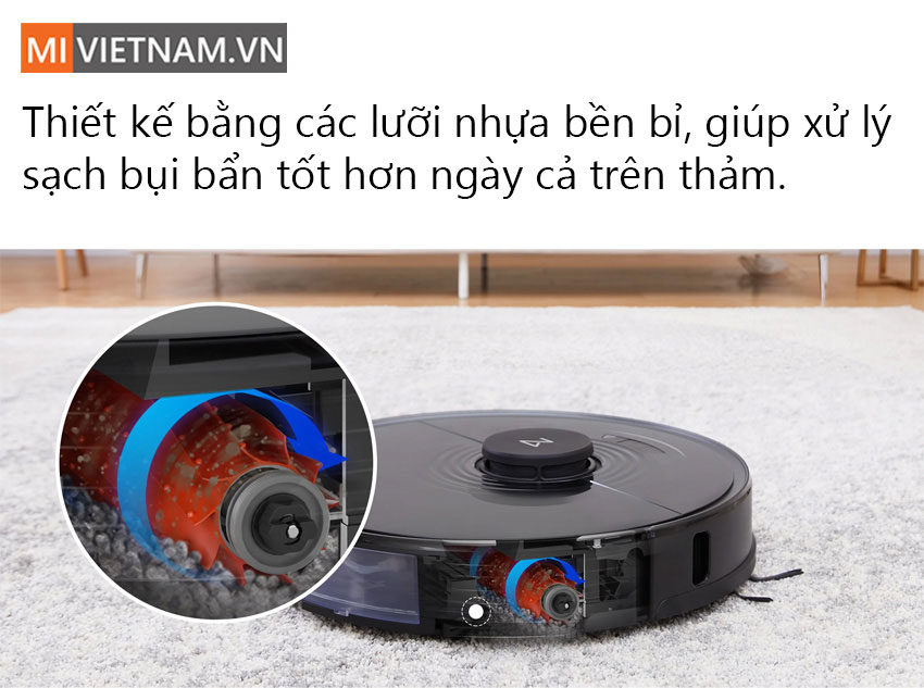chổi ch&iacute;nh Robot H&uacute;t Bụi Lau Nh&agrave; Roborock S7
