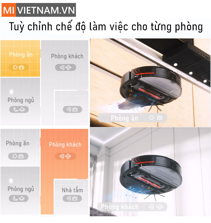Robot Hút Bụi Lau Nhà Roborock S7 MaxV - Bản Quốc Tế 13 Tùy Chỉnh Chế Độ Làm Việc Trên Robot Hút Bụi Lau Nhà Roborock S7 MaxV