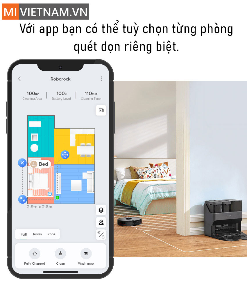 Kết Nối App Tr&ecirc;n Robot H&uacute;t Bụi Lau Nh&agrave; Roborock S7 MaxV Ultra