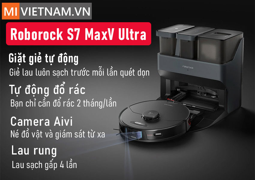 Robot H&uacute;t Bụi Lau Nh&agrave; Roborock S7 MaxV Ultra