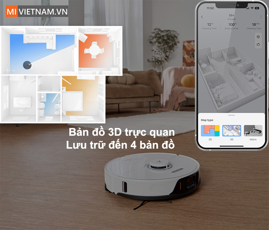 Bản đồ 3D trực quan, lưu trữ đến 4 tầng bản đồ