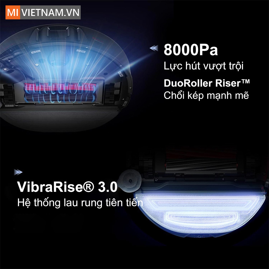 Robot hút bụi lau nhà Roborock S8 Max Ultra - Bản Quốc Tế 5 hệ thống DuoRoller Riser™ và lực hút 8.000Pa