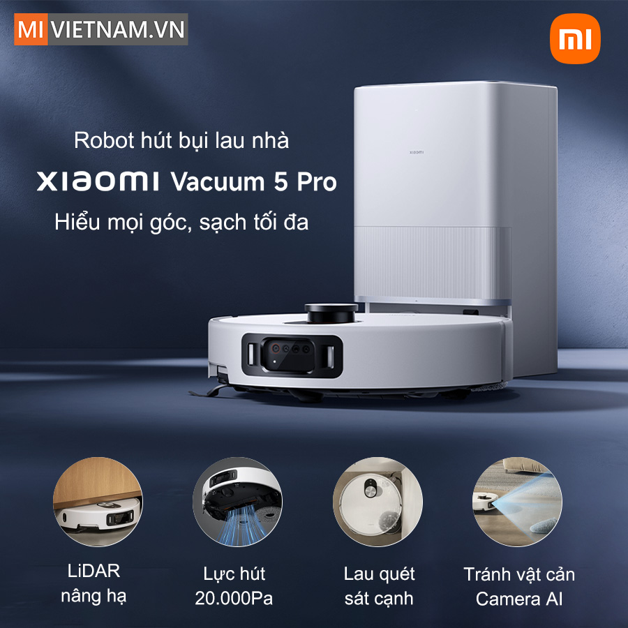 Robot hút bụi lau nhà Xiaomi Vacuum 5 Pro - Hàng Chính Hãng 6 Xiaomi Vacuum 5 Pro