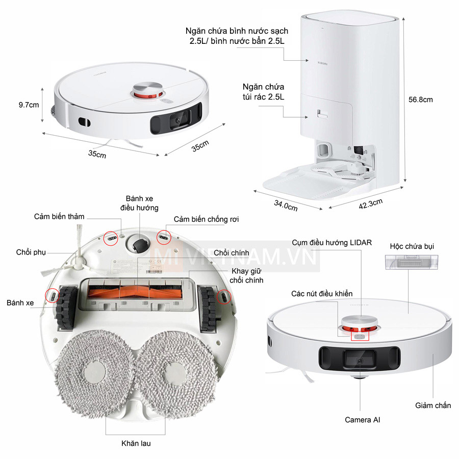 Robot h&uacute;t bụi lau nh&agrave; Xiaomi Vacuum X10 Plus