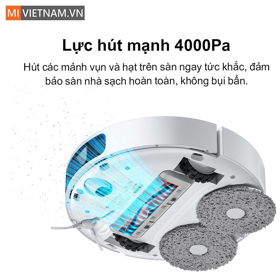 Lực h&uacute;t 4000Pa kết hợp c&ocirc;ng nghệ lau xoay tốc độ cao