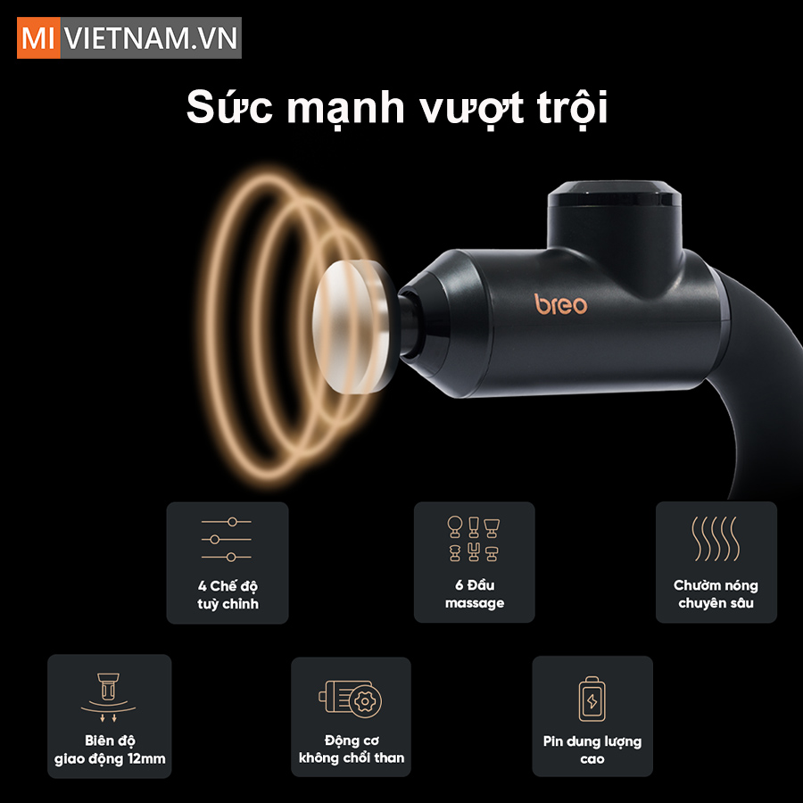 Súng Massage Giãn Cơ Breo Lucky 9 - Hàng Chính Hãng 3 Súng Massage Giãn Cơ Breo Lucky 9