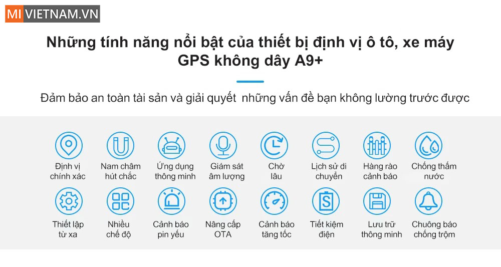 T&iacute;nh năng nổi bật của thiết bị định vị GPS xe m&aacute;y &ocirc; t&ocirc; kh&ocirc;ng d&acirc;y A9+