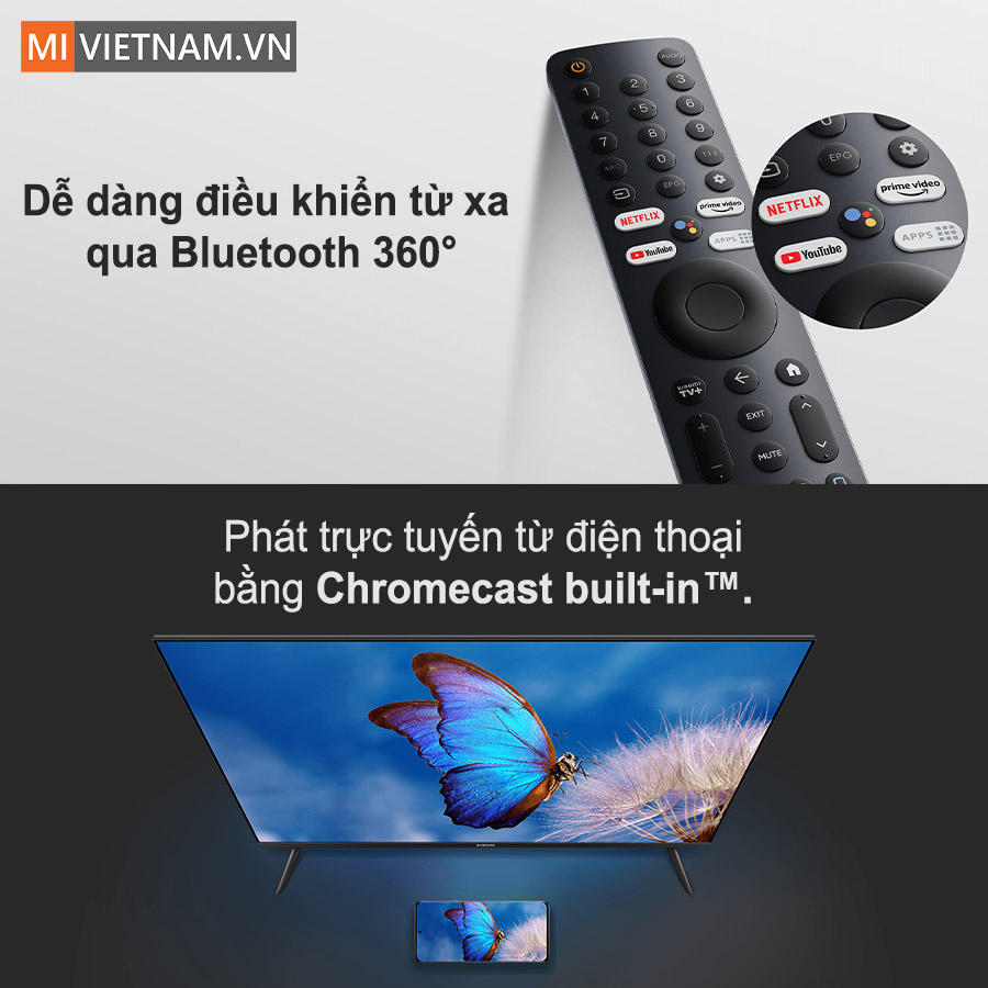hỗ trợ Chromecast built-in cho ph&eacute;p tr&igrave;nh chiếu nội dung từ thiết bị di động l&ecirc;n m&agrave;n h&igrave;nh tivi.