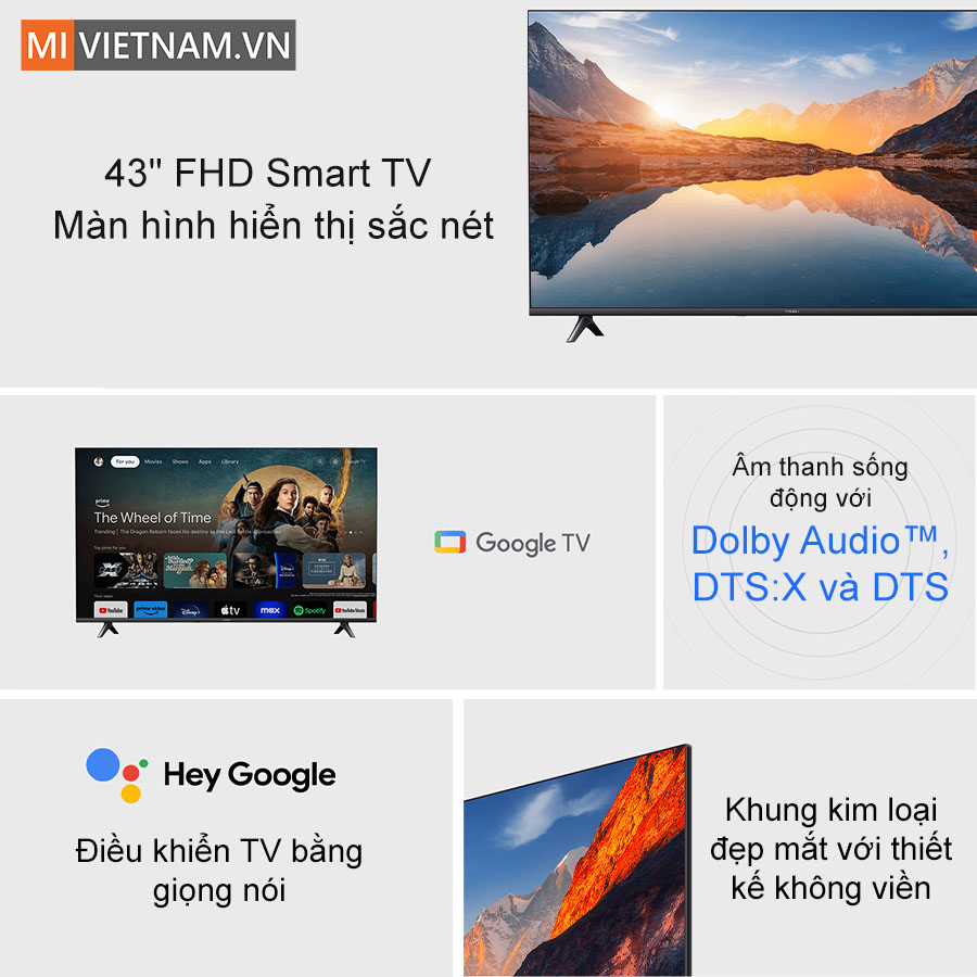 Tivi Xiaomi 43 inch A Google TV FHD 2025 - Bản Quốc Tế 4 Ưu điểm của tivi Xiaomi 43 inch A Google TV FHD 2025