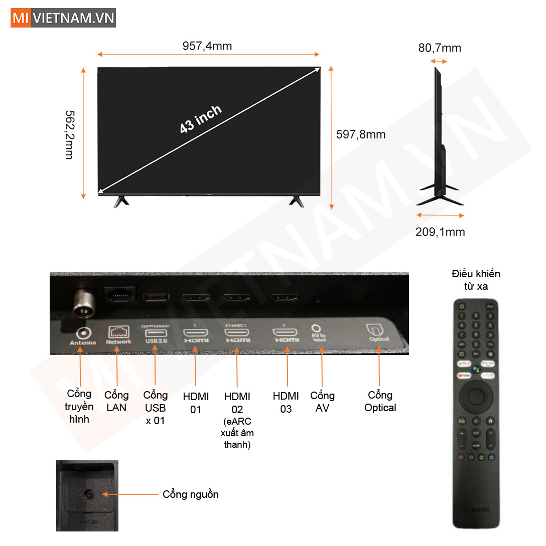 Tivi Xiaomi 43 inch A Pro Google TV QLED 2025